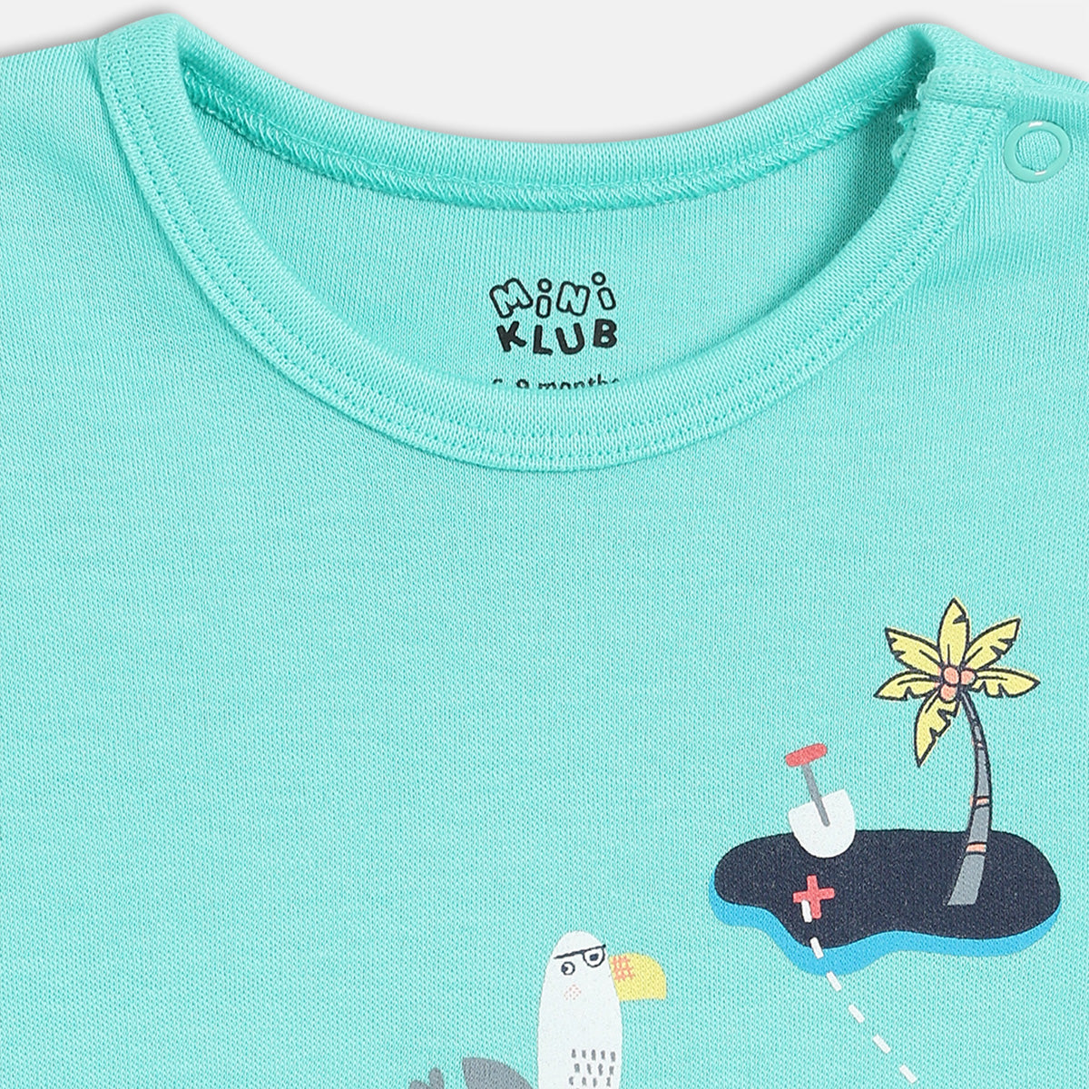 Baby Boys Cotton Animal Printed Bodysuit with Striped Bottom Set White and Blue