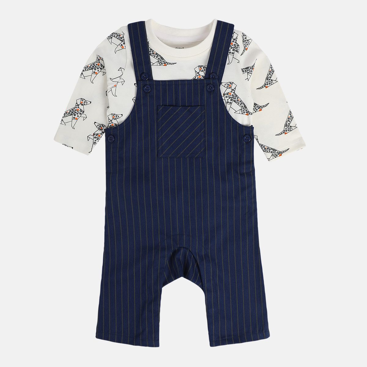 Boys Grey Pack Of 2 Dungaree Set