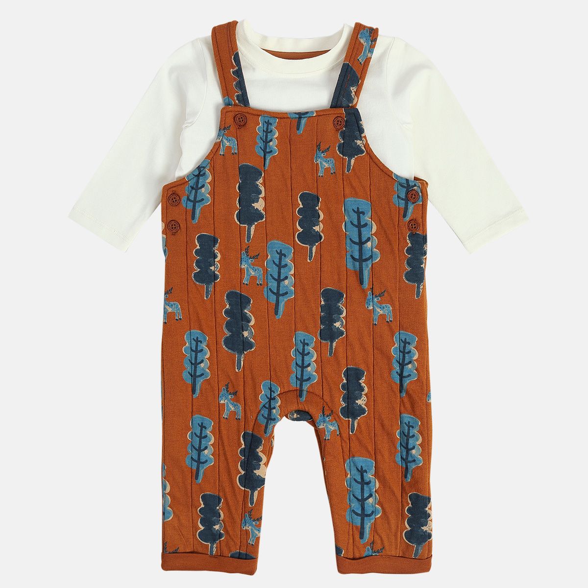 Boys Marshmallow/Brown Dungaree Set (Pack Of 2)