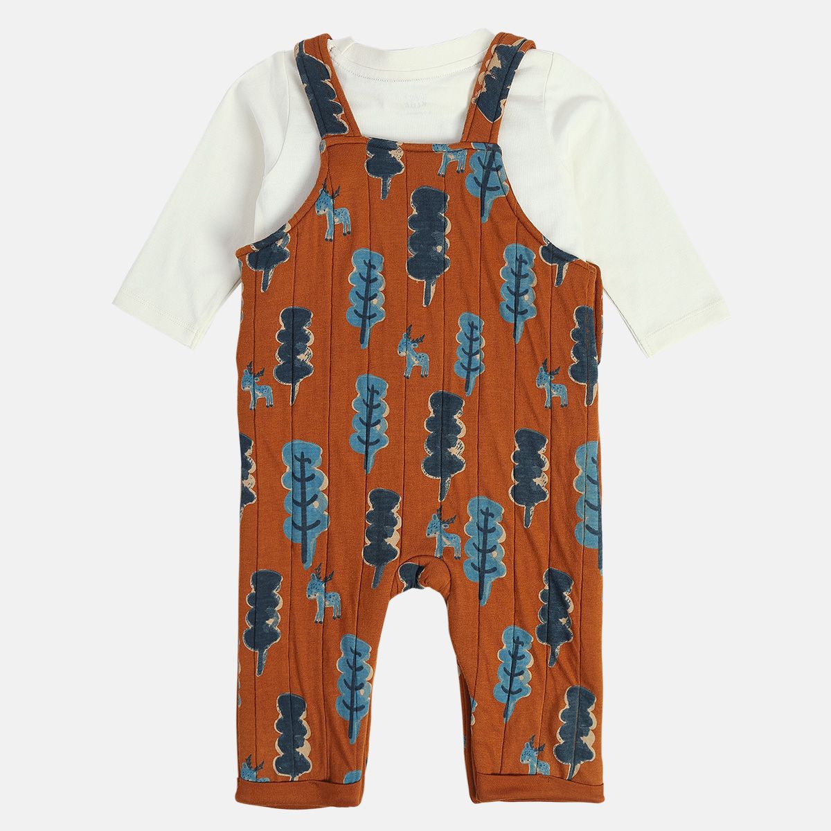 Boys Marshmallow/Brown Dungaree Set (Pack Of 2)