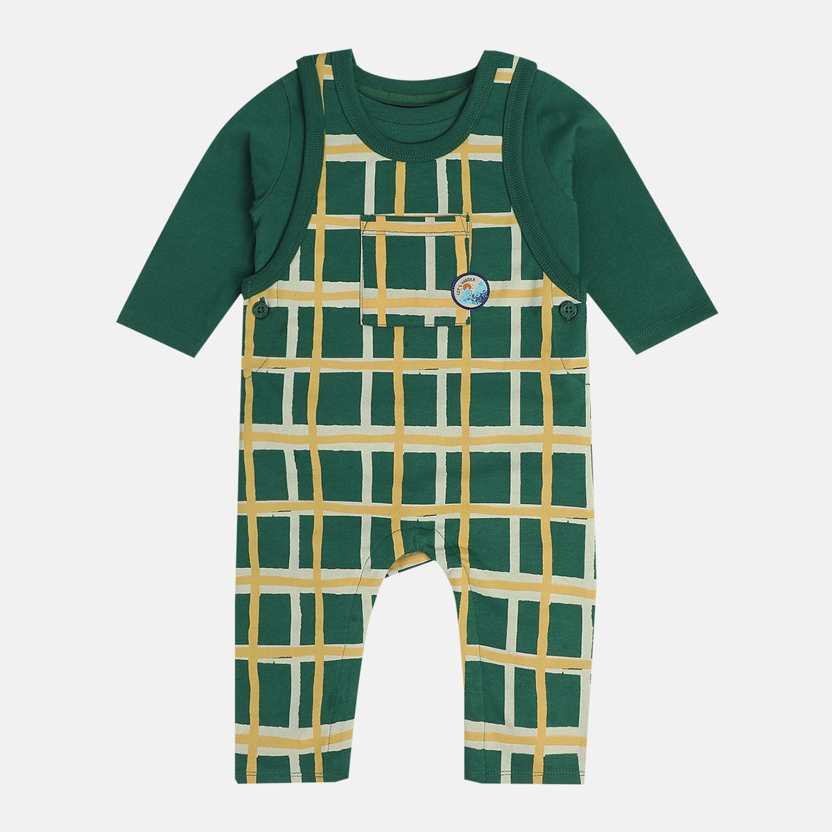 Boys Green Dungaree Set
