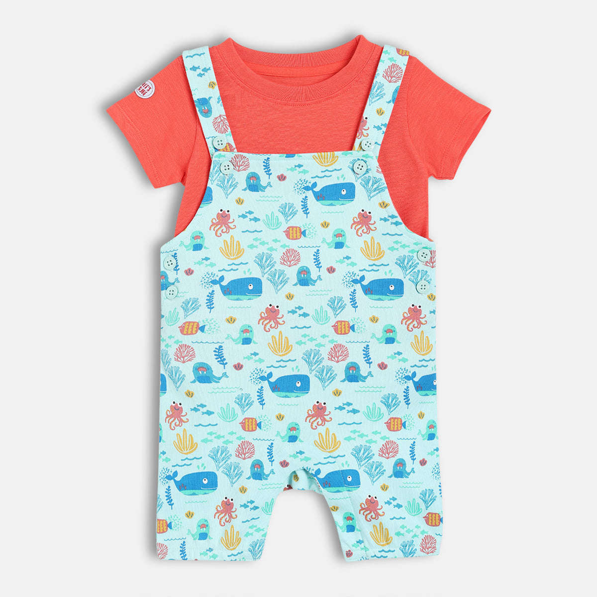 Boys Multi Half Sleeve Dungaree Set