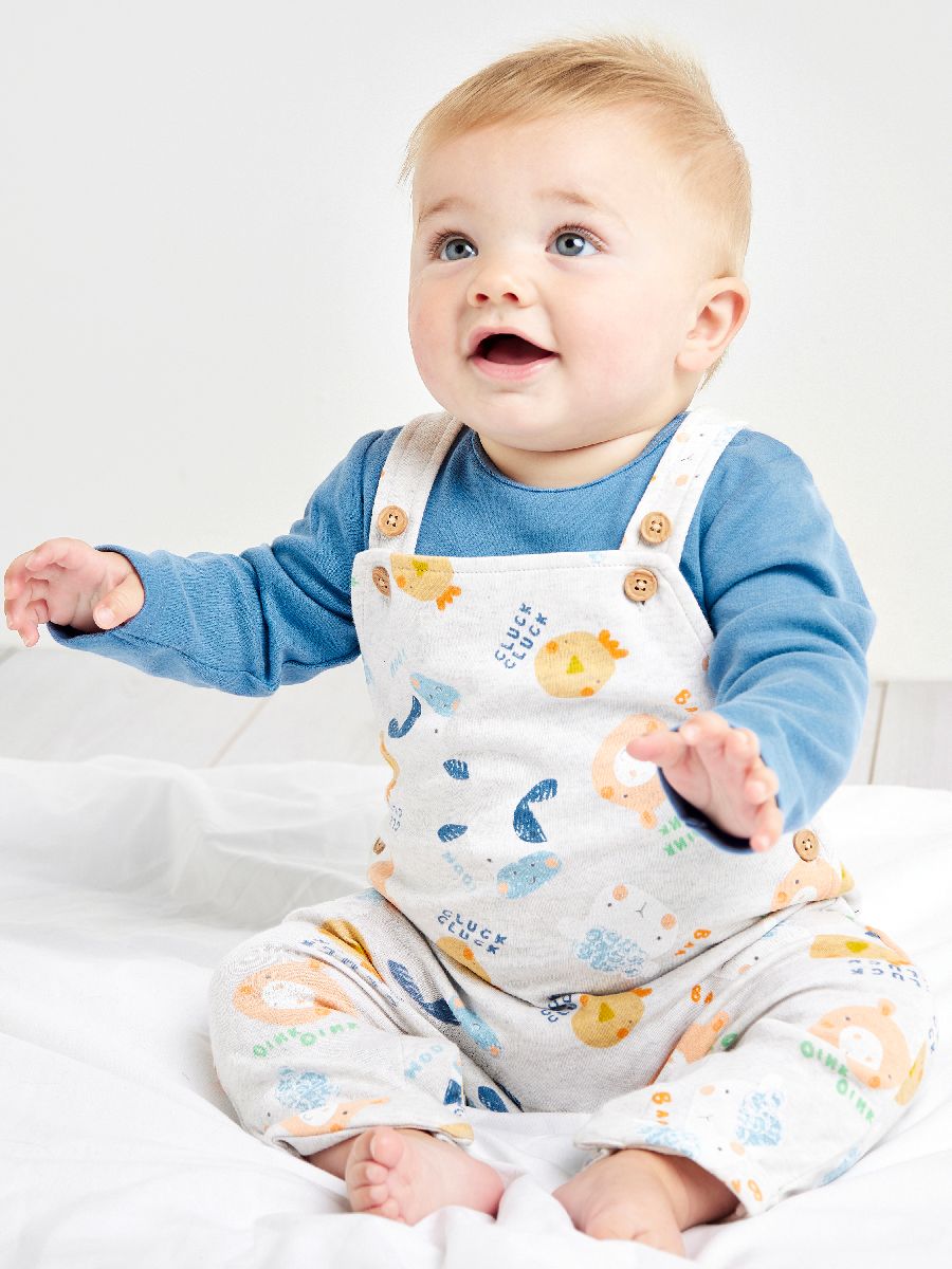 Minicuddles Boys Baby Dungaree Set - Grey