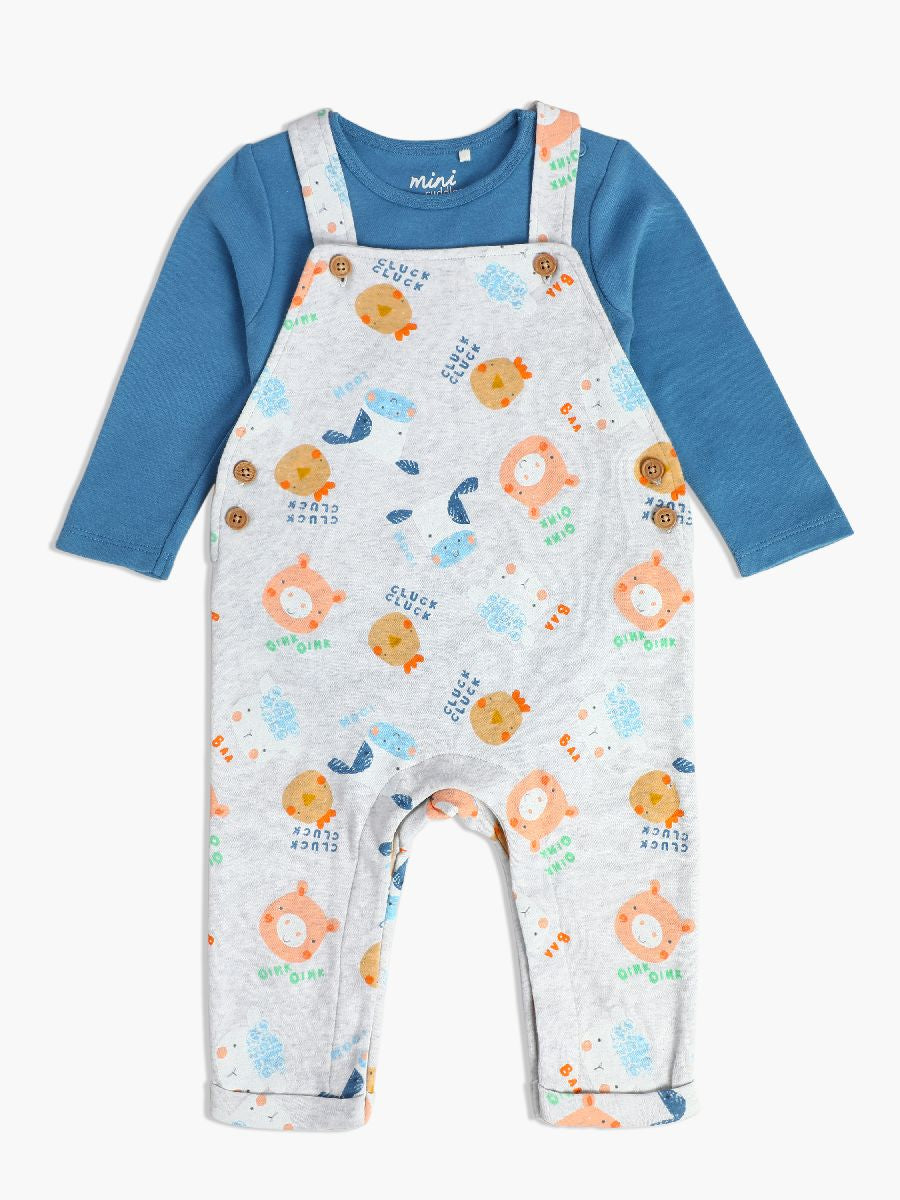 Minicuddles Boys Baby Dungaree Set - Grey
