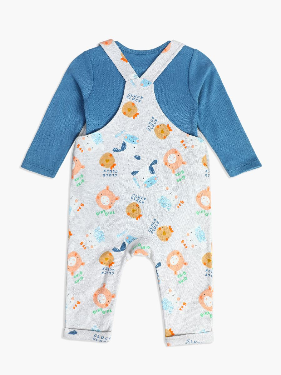 Minicuddles Boys Baby Dungaree Set - Grey