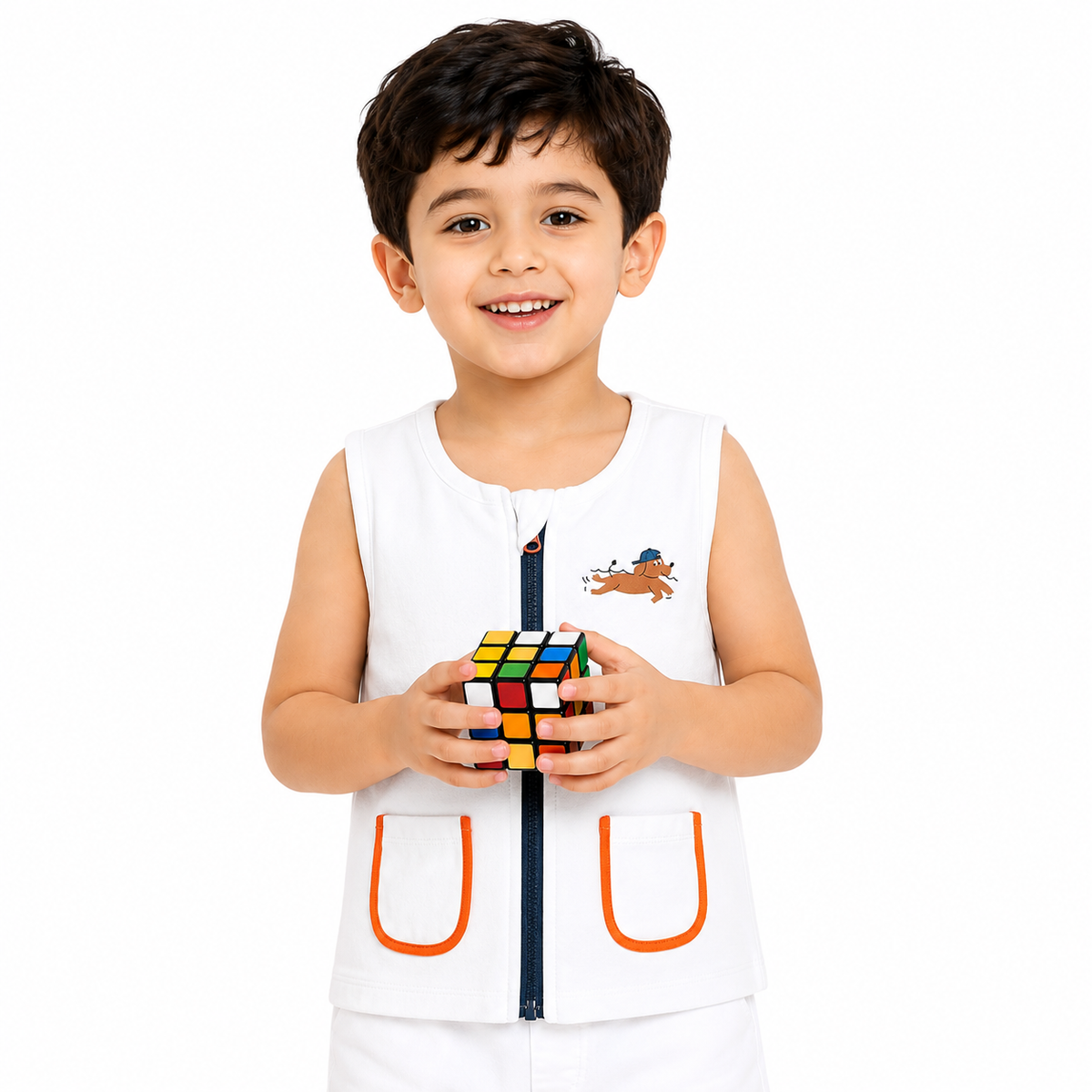 Baby Boys Blue Orange and White Cotton Jacket Reversible Design Regular Fit Casual Kids Jacket