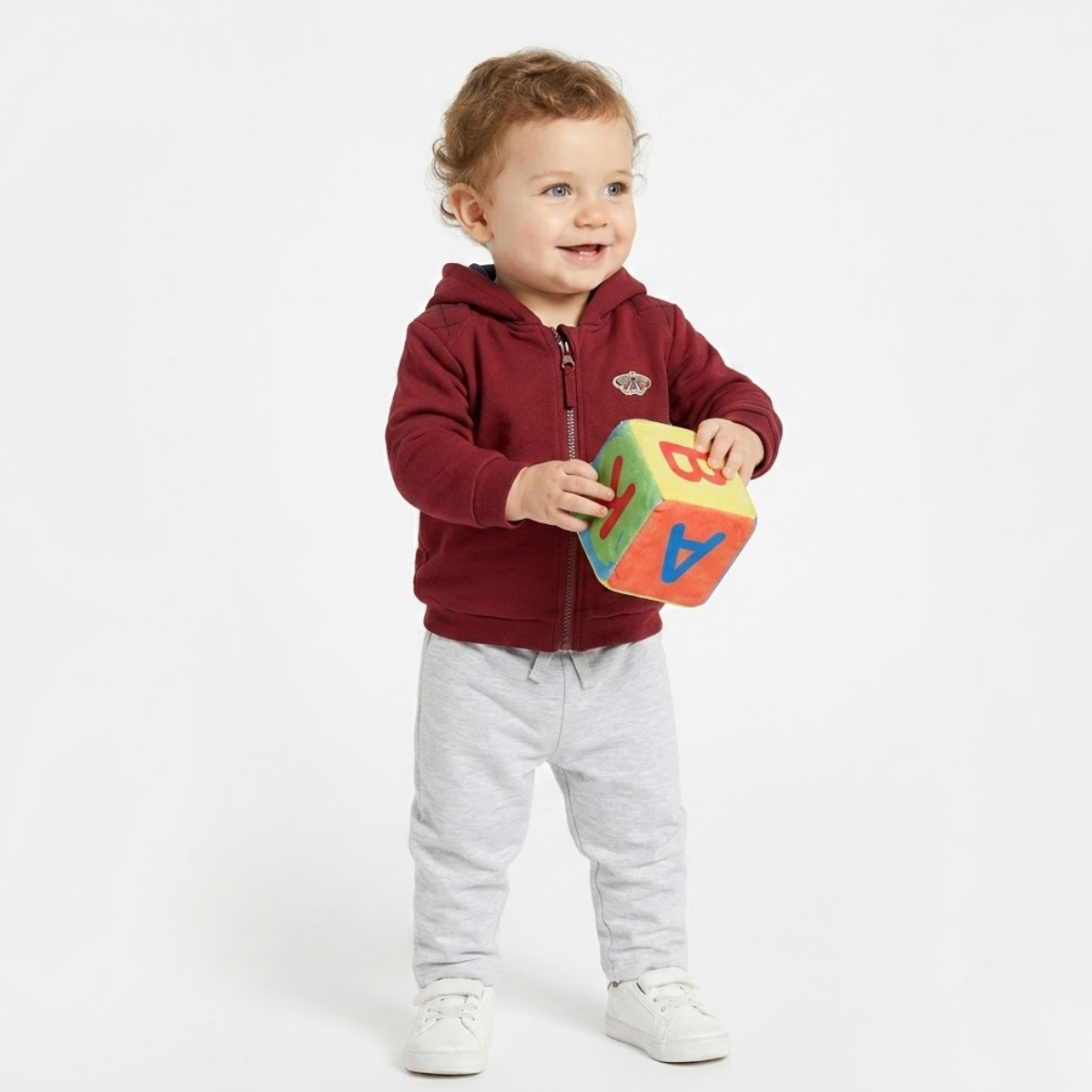 Baby Boys Solid Hooded Jacket, Red