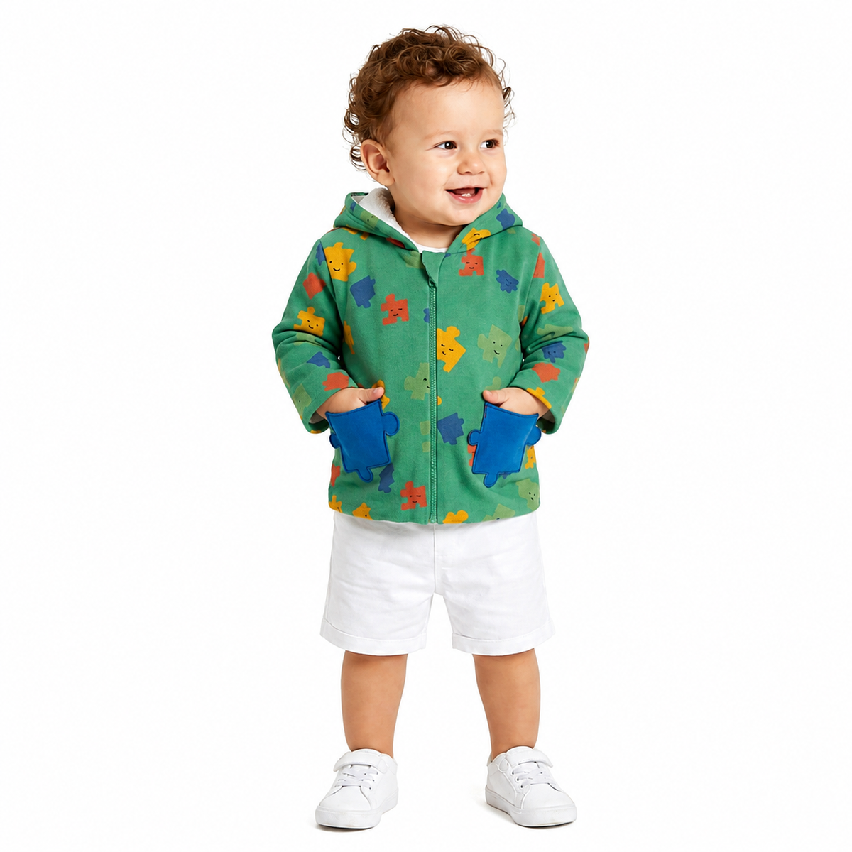 Baby boys Green Cotton Jacket Casual Wear