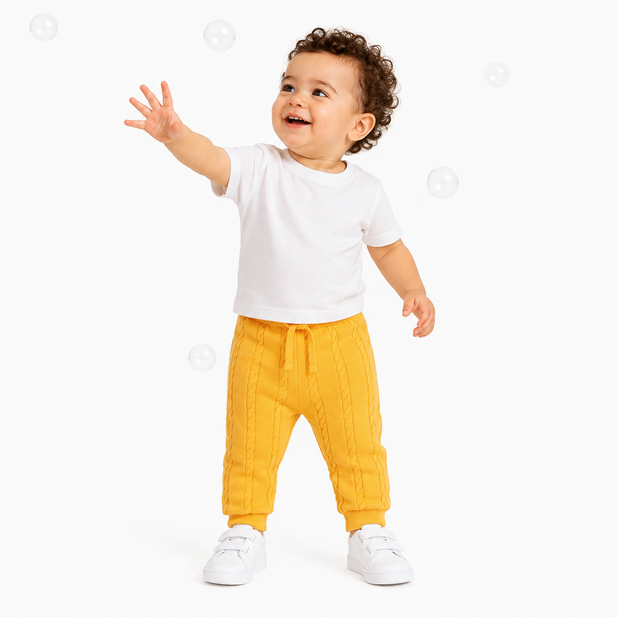 Baby boys Yellow Cotton Knit Bottom Casual Wear