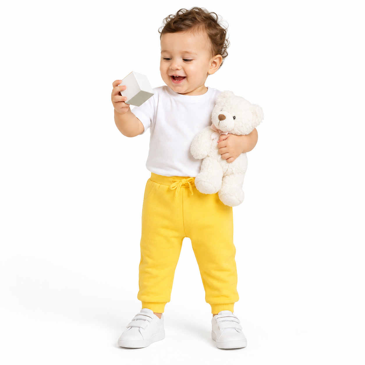 Unisex Yellow Cotton Jogger Pants Regular Fit Casual Wear