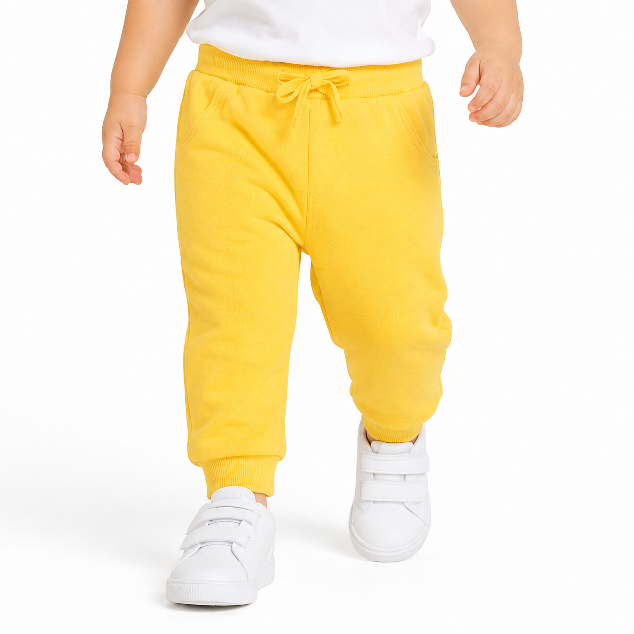Unisex Yellow Cotton Jogger Pants Regular Fit Casual Wear