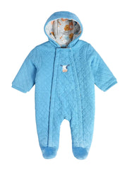 Baby Boys Quilted Printed Sleepsuit, Sky Blue