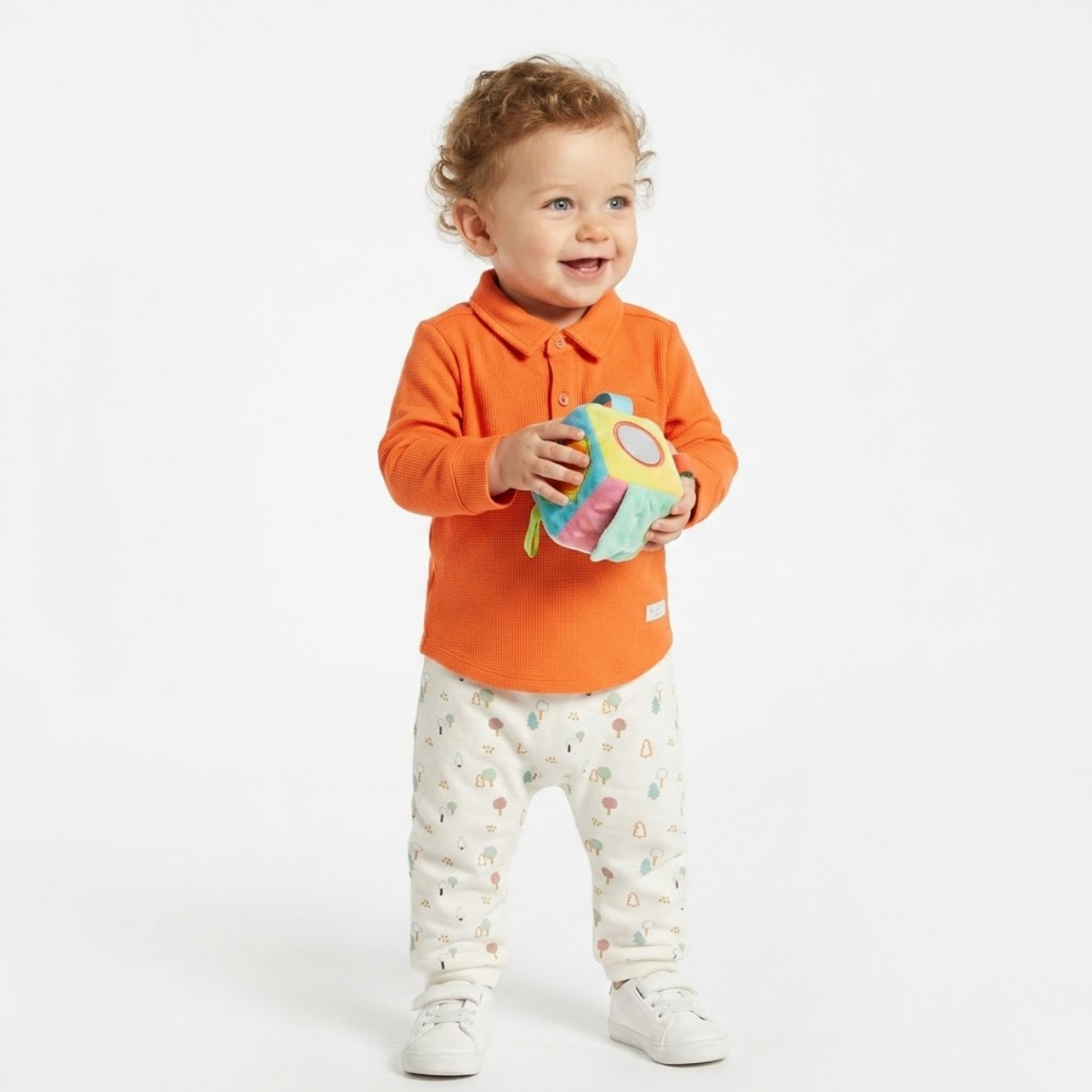 Baby Boys Solid Polo T-Shirt, Orange