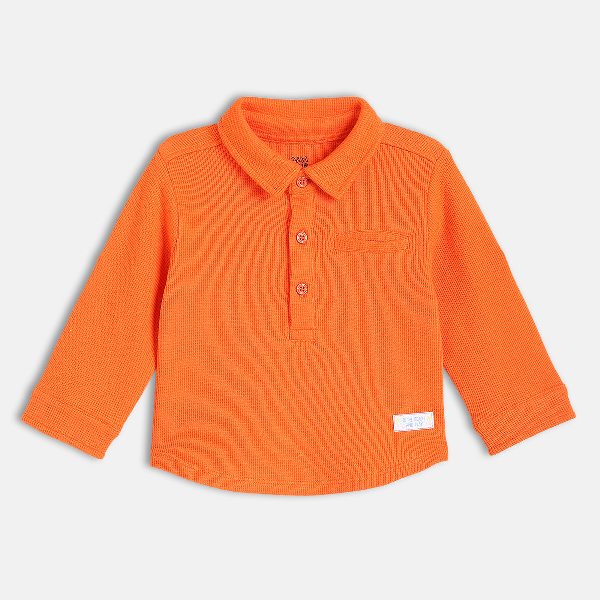 Boys Orange Full Sleeve Knit Shirt