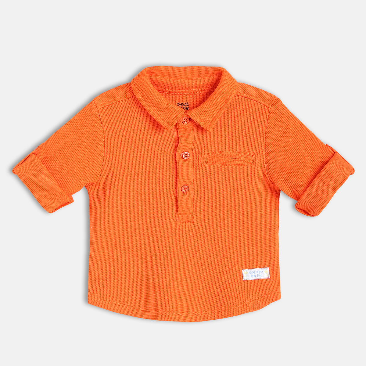 Boys Orange Full Sleeve Knit Shirt