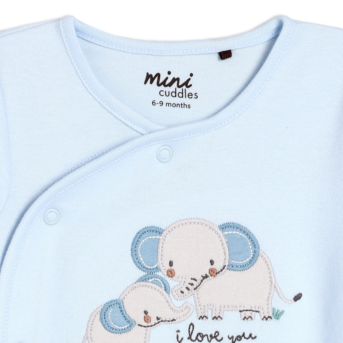 Baby Boys Elephant Embroidered Sleepsuit - Blue