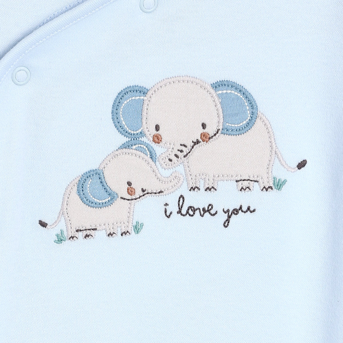 Baby Boys Elephant Embroidered Sleepsuit - Blue