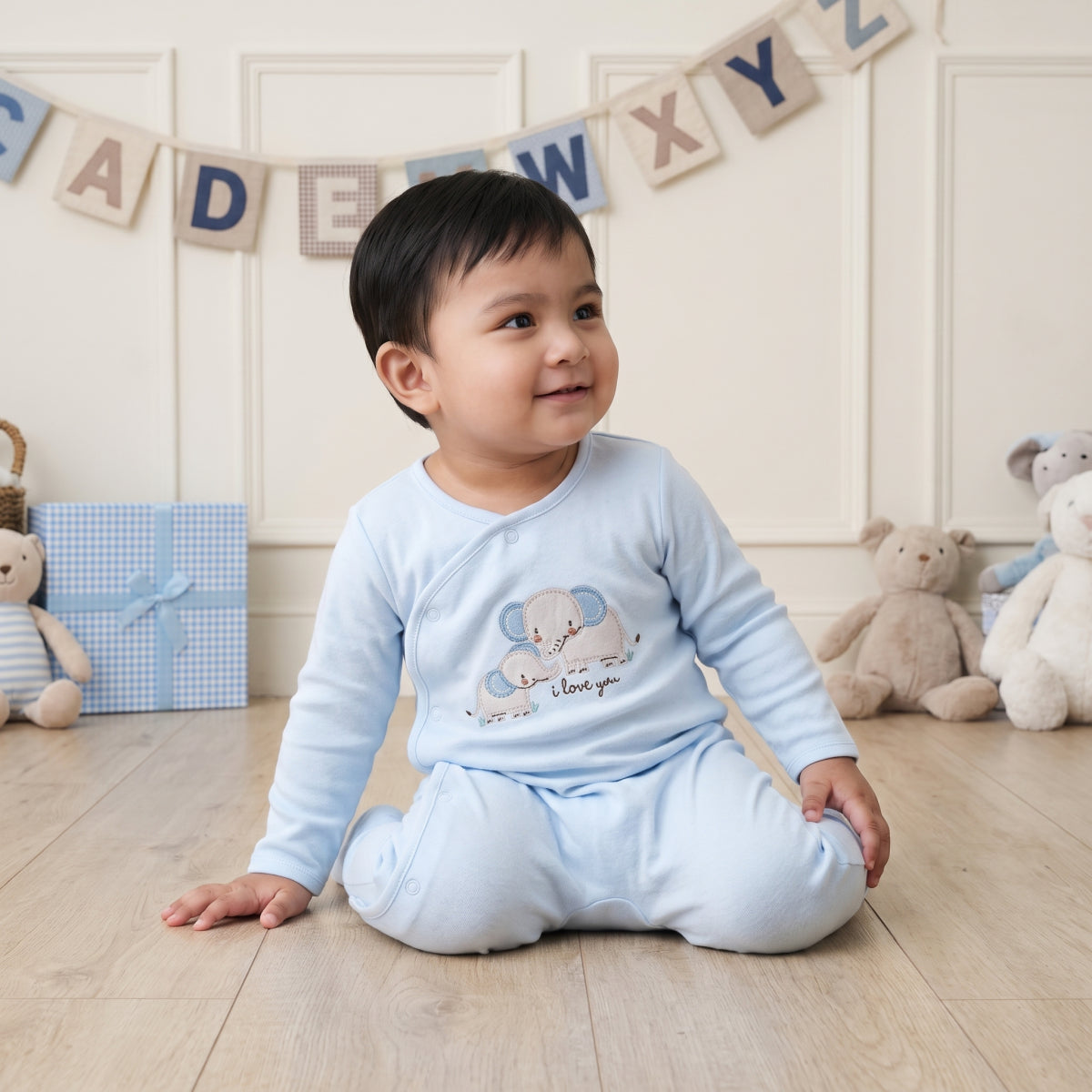 Baby boys Blue Cotton Sleep Suit Casual Wear