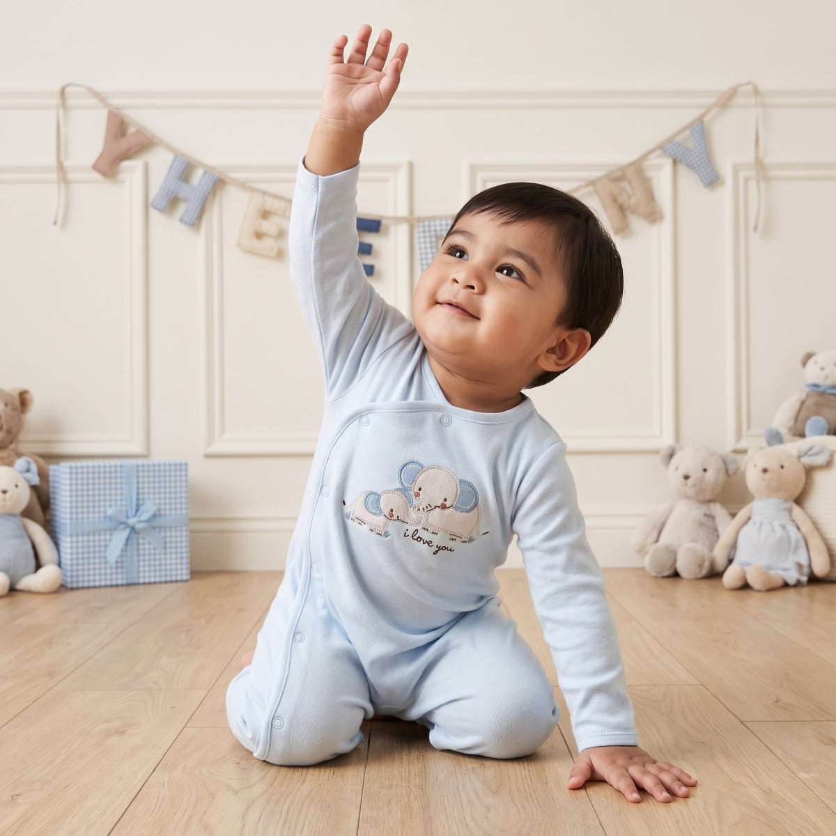 Baby boys Blue Cotton Sleep Suit Casual Wear