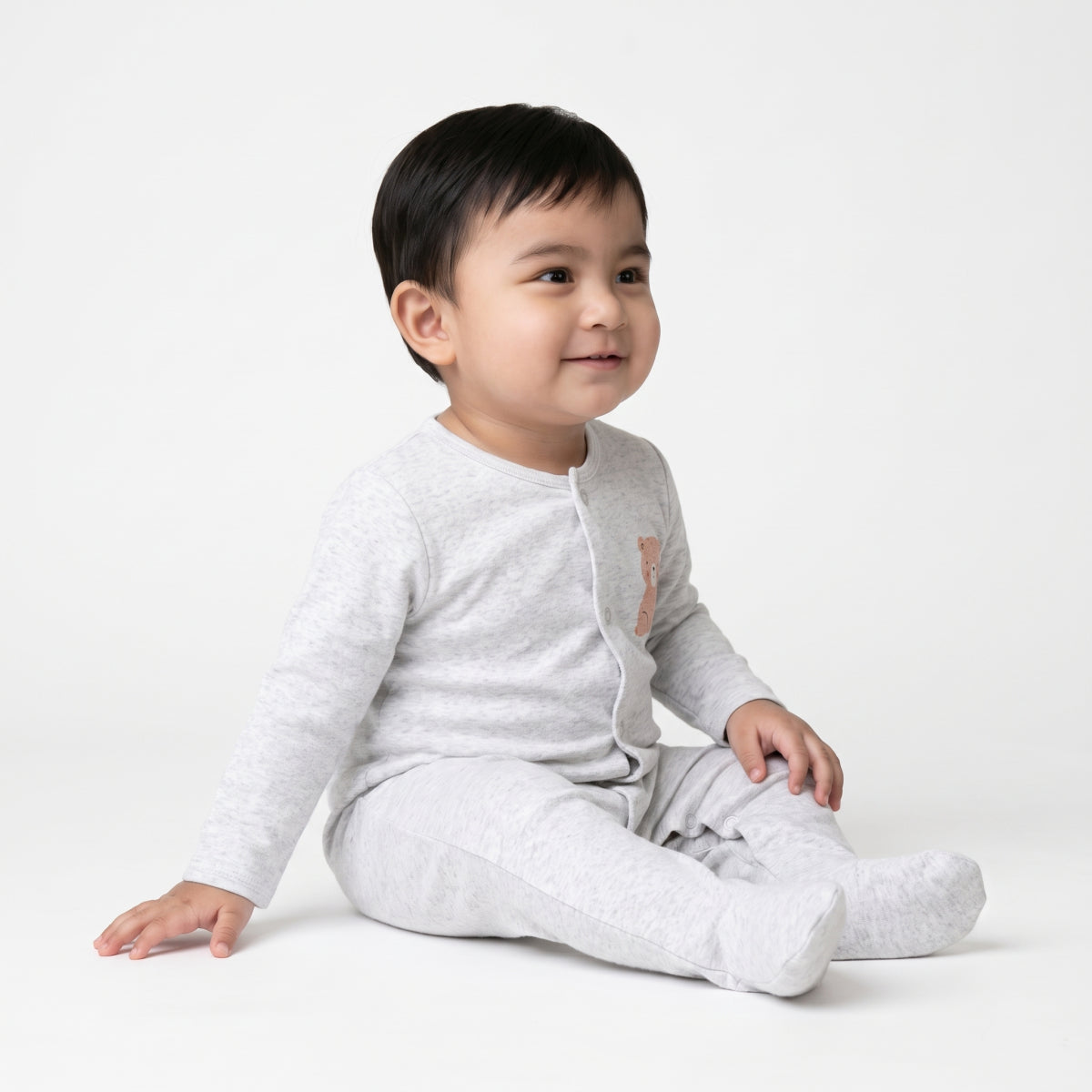 Baby Boys Teddy Bear Printed Sleepsuit Pack of 2, Multicolor