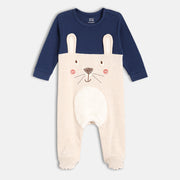 Boys Navy Full Sleeve Full Length Knit Sleep Suit