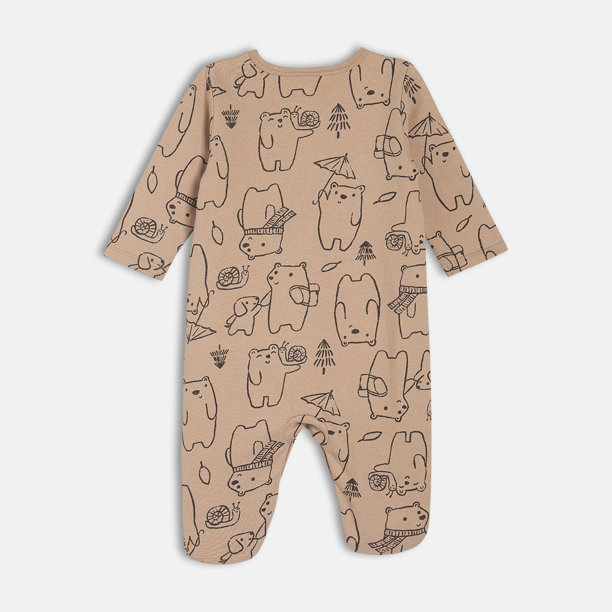 Boys Beige Long Sleeve Sleep Suit