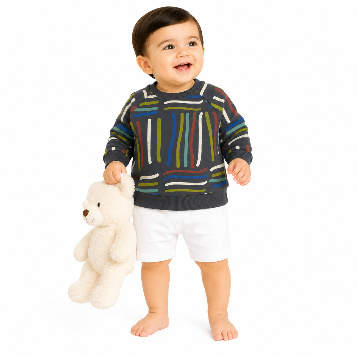 Baby boys Grey Cotton Sweat Shirt Casual Wear