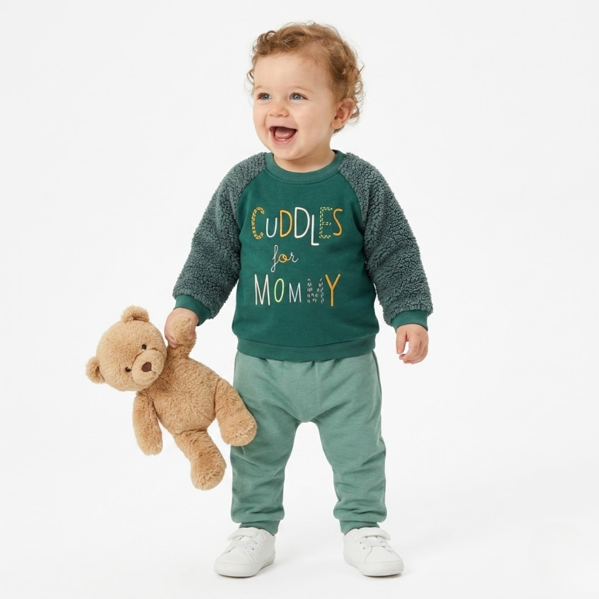 Baby Boys Typography Sweatshirt, Green