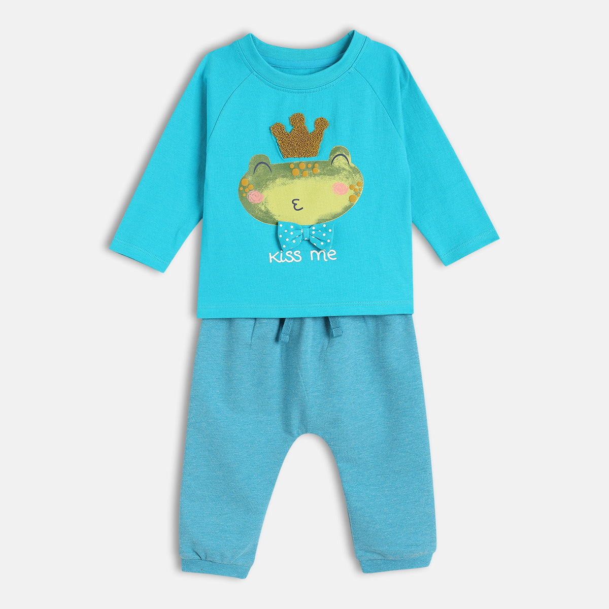 Boys Blue Full Sleeve Knit T-Shirt And Bottom