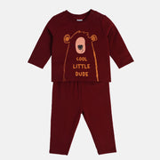Boys Maroon Top And Bottom
