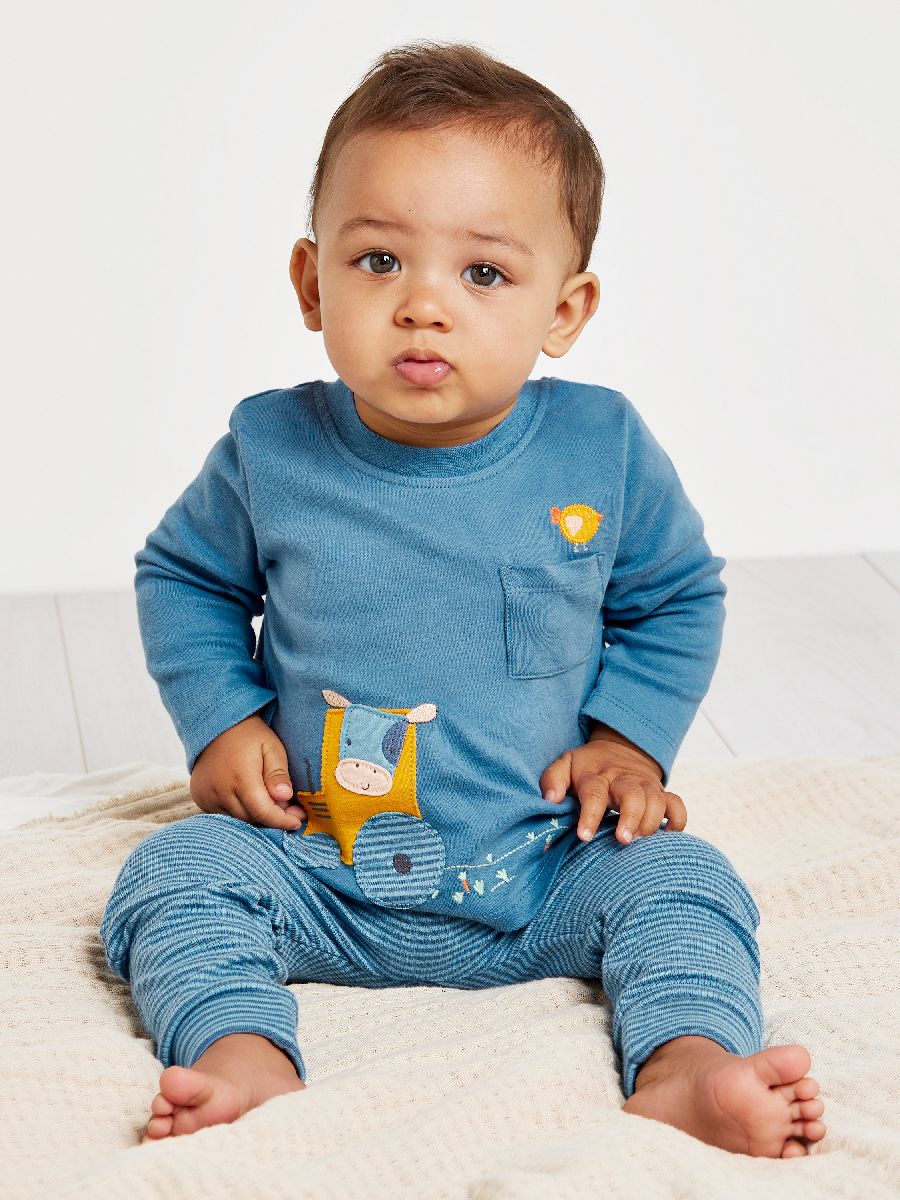 Minicuddles Boys Baby Top And Bottom - Blue