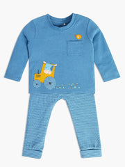 Minicuddles Boys Baby Top And Bottom - Blue
