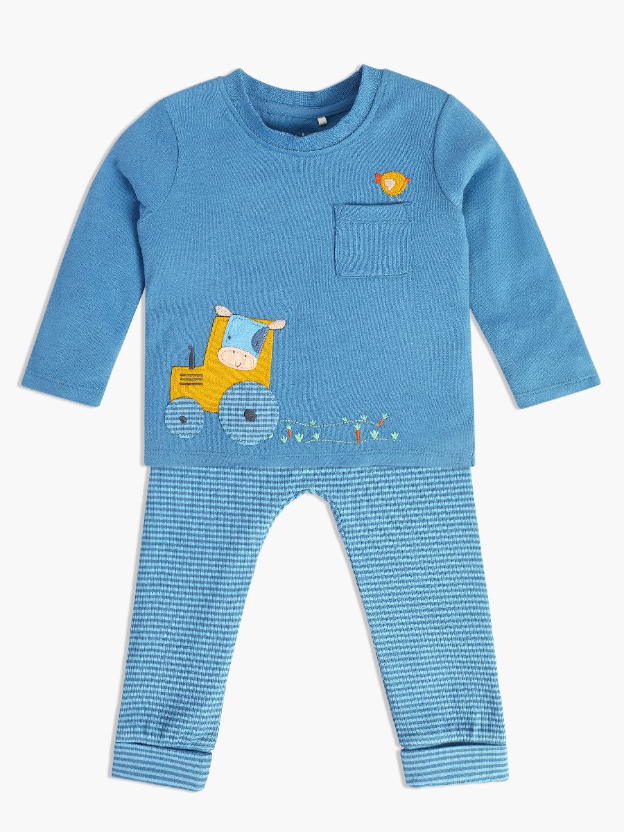 Minicuddles Boys Baby Top And Bottom - Blue