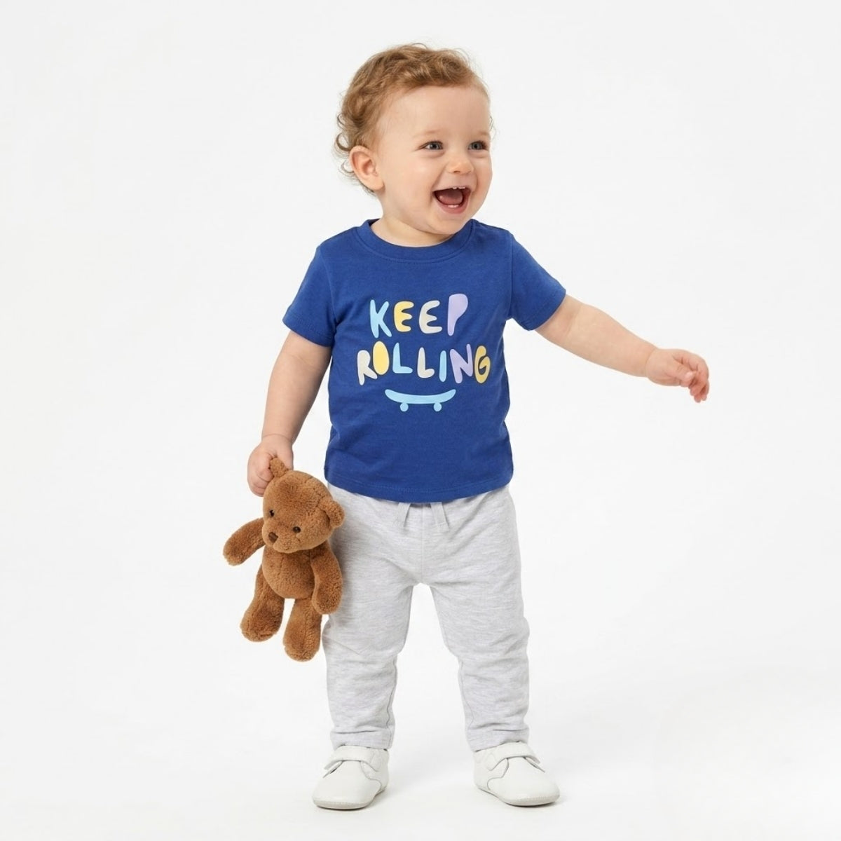 Baby Boys Typography Printed T-Shirt, Blue