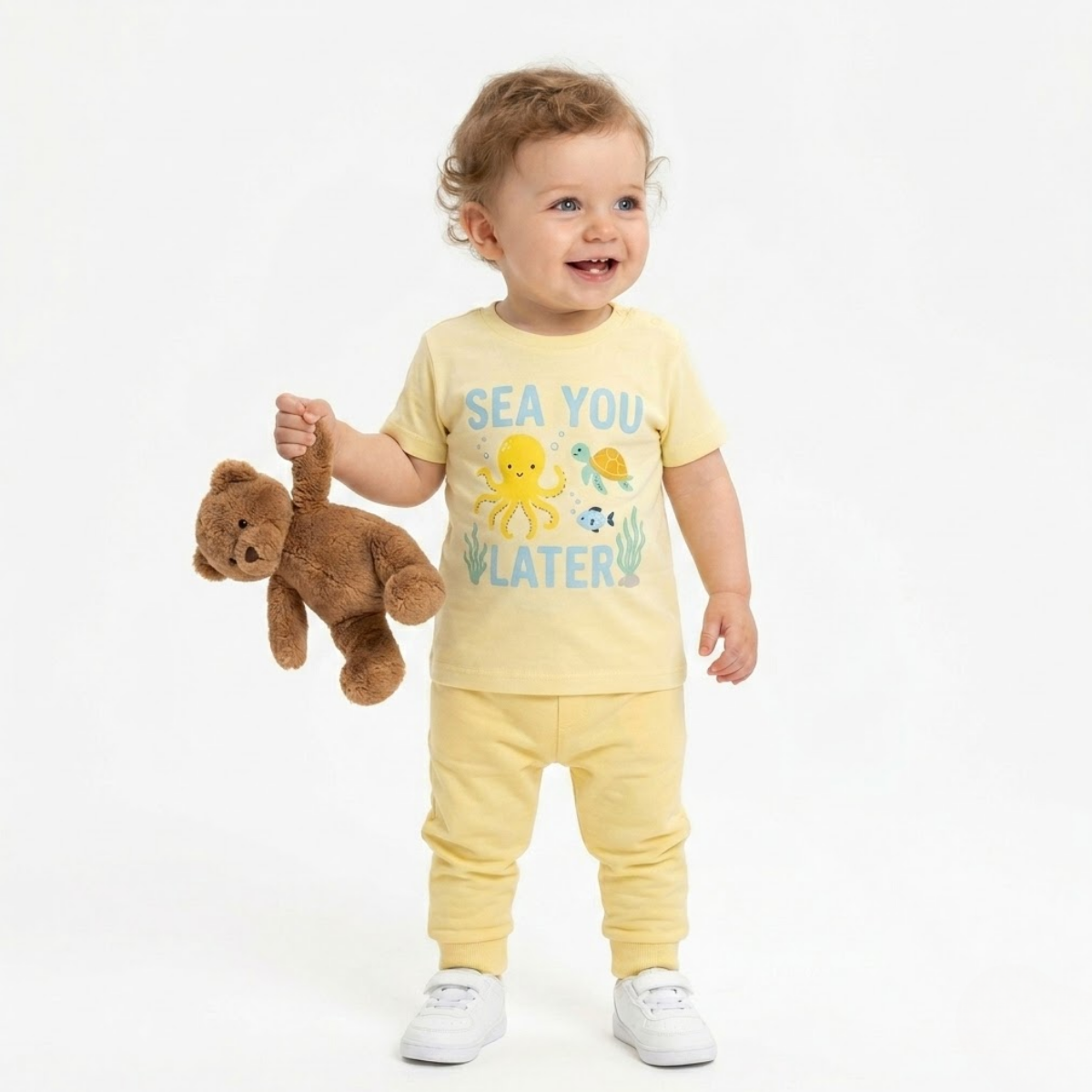 Baby Boys Sea Print T-Shirt, Yellow