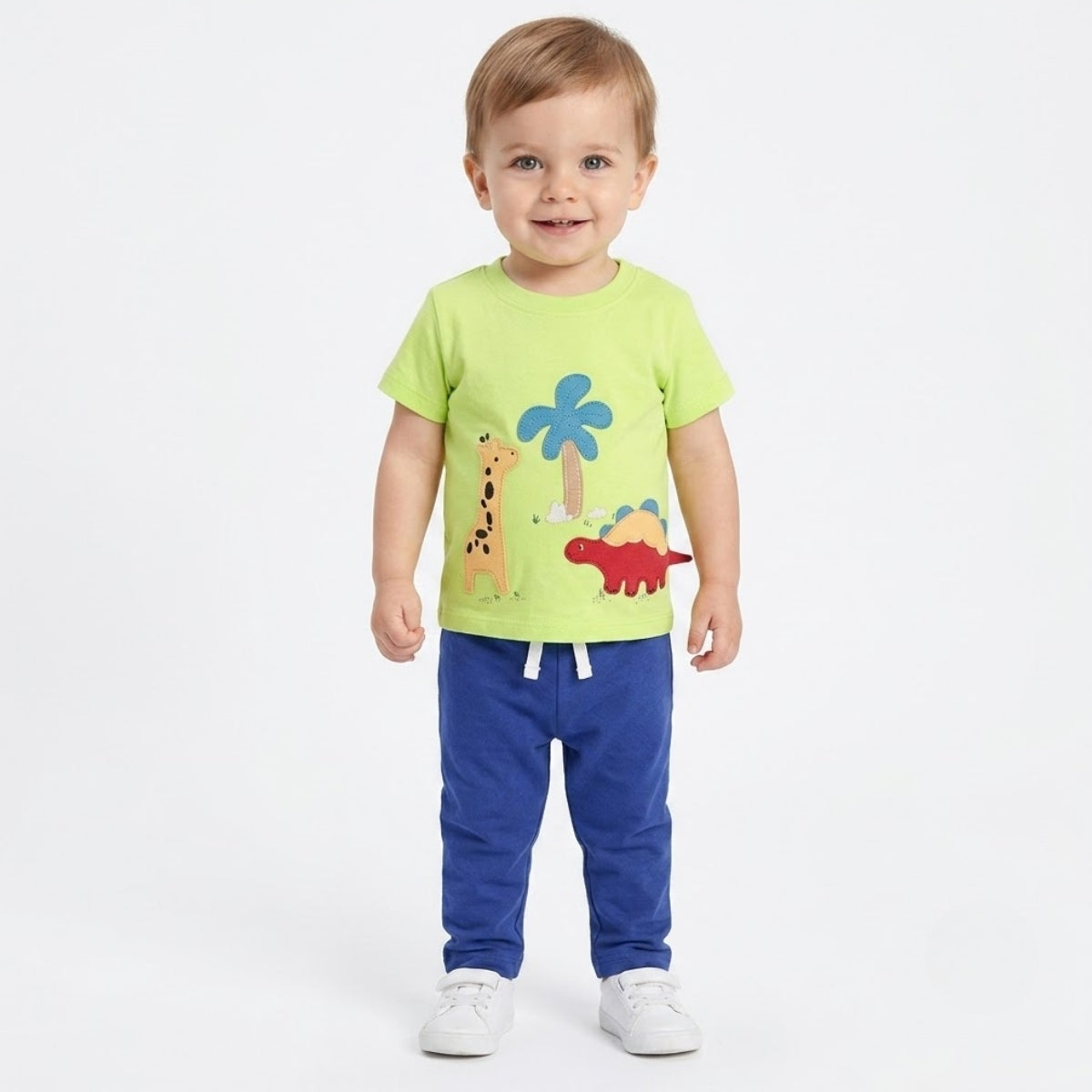 Baby Boys cotton dinosaur printed T-Shirt - Green