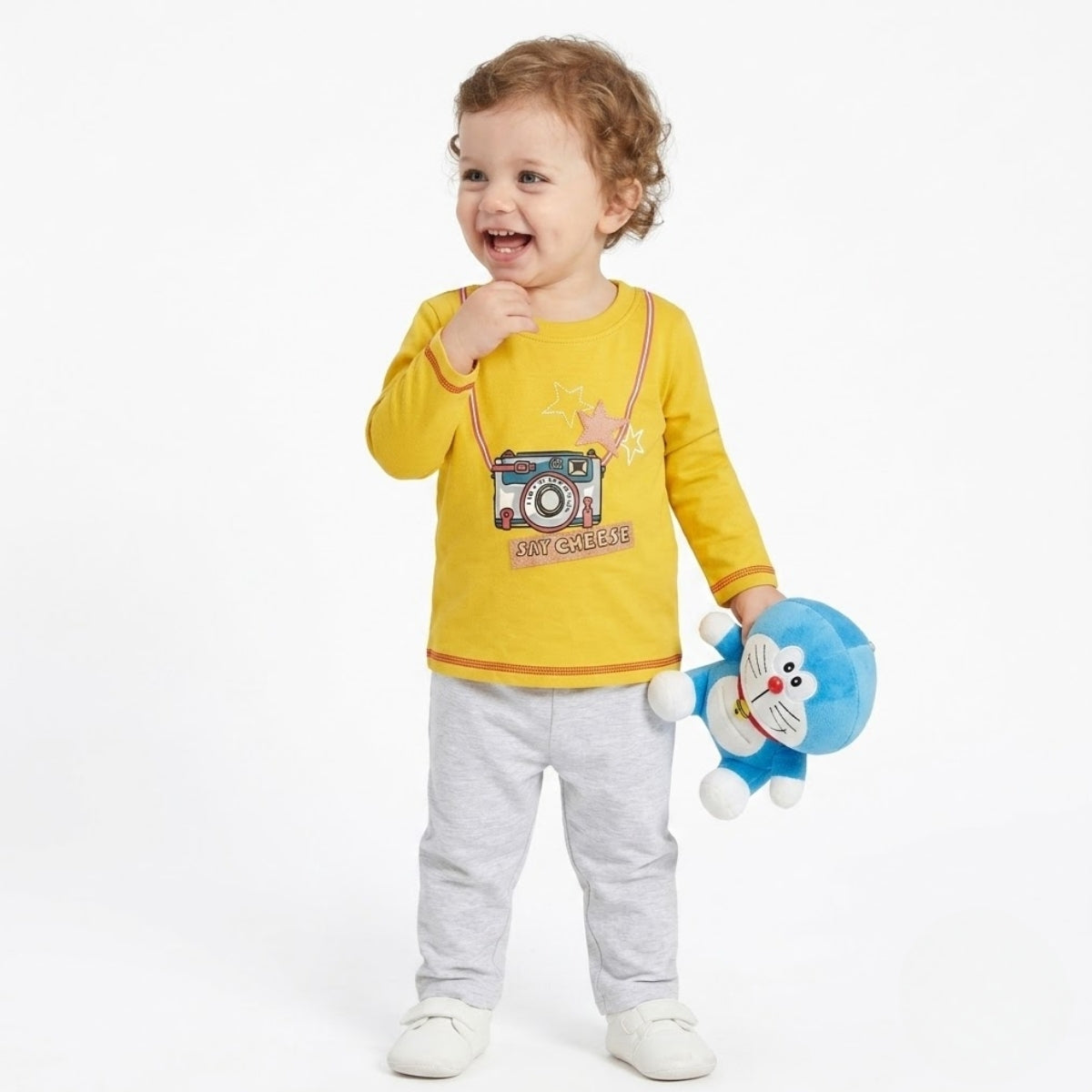 Baby Boys Camera Graphic printed T-Shirt, Yellow