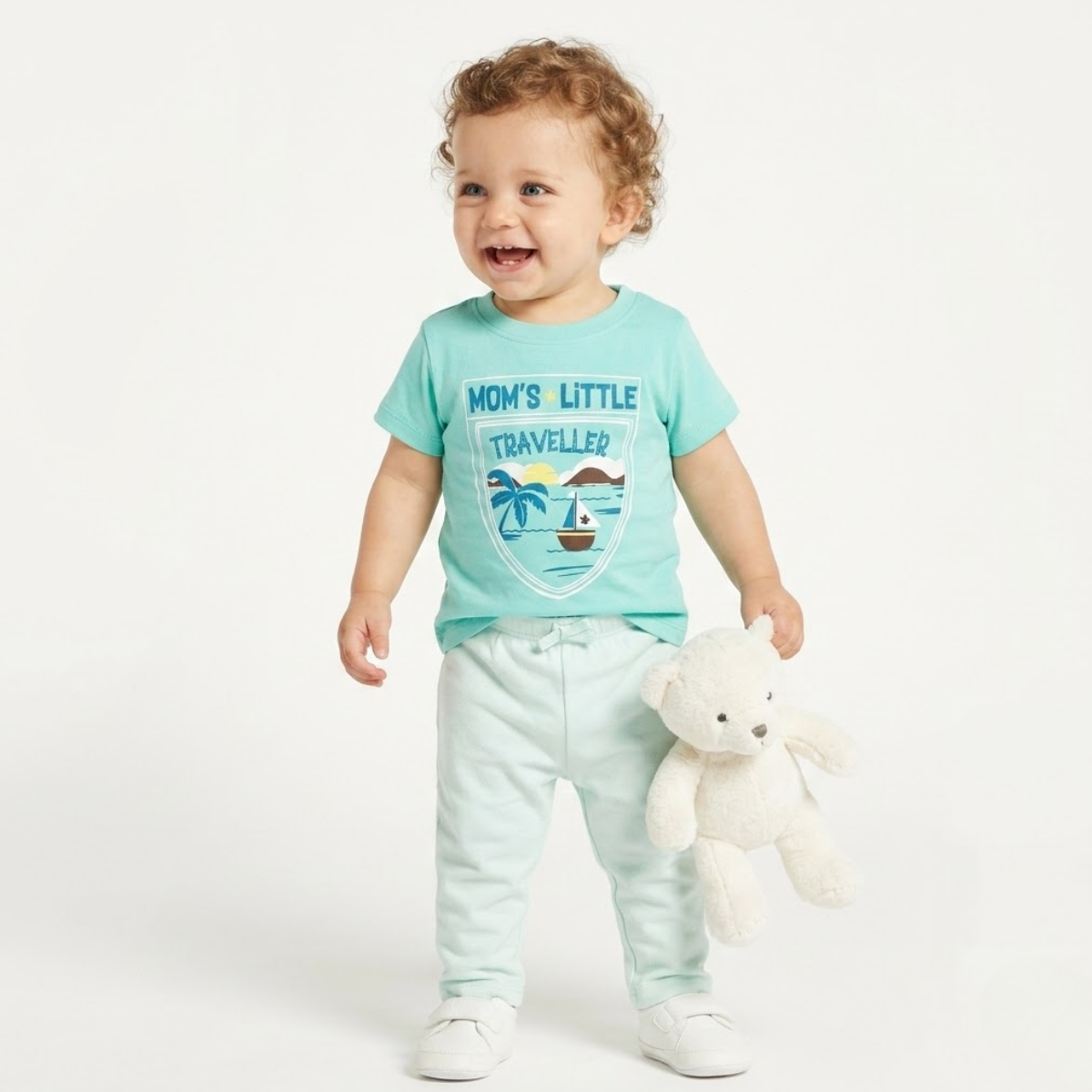 Baby Boys Cotton Printed T-Shirt, Green