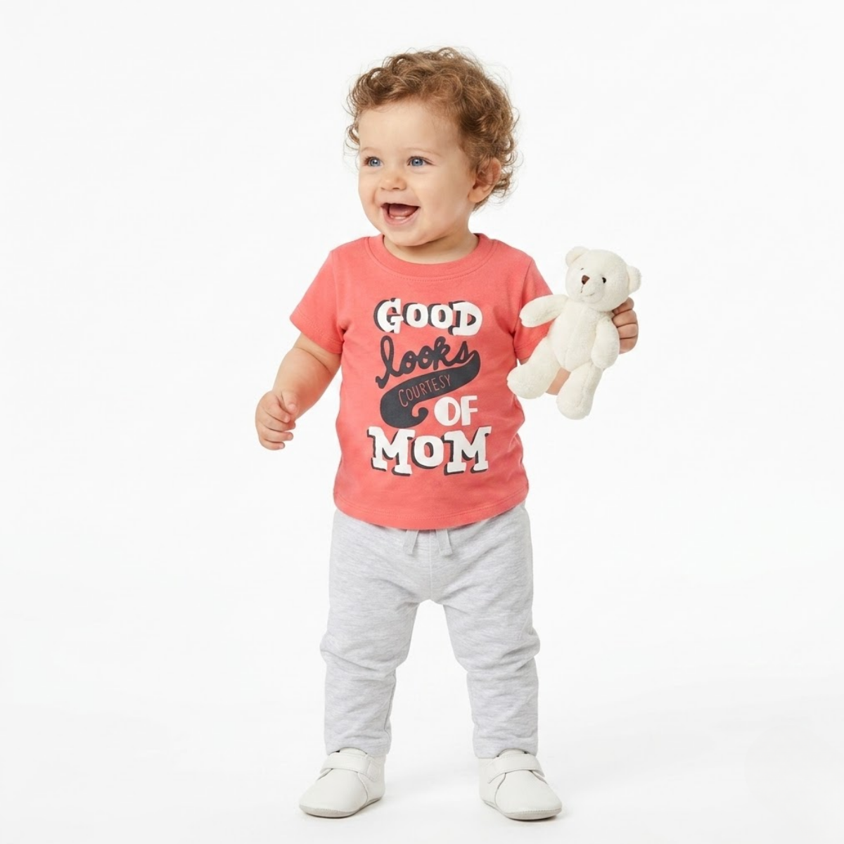 Baby Boys Cotton Typography Print T-Shirt, Red