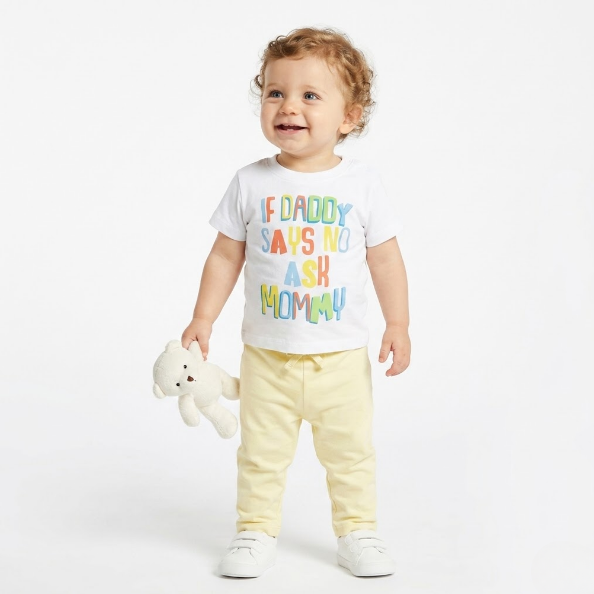 Baby Boys Cotton Typography Print T-Shirt, White
