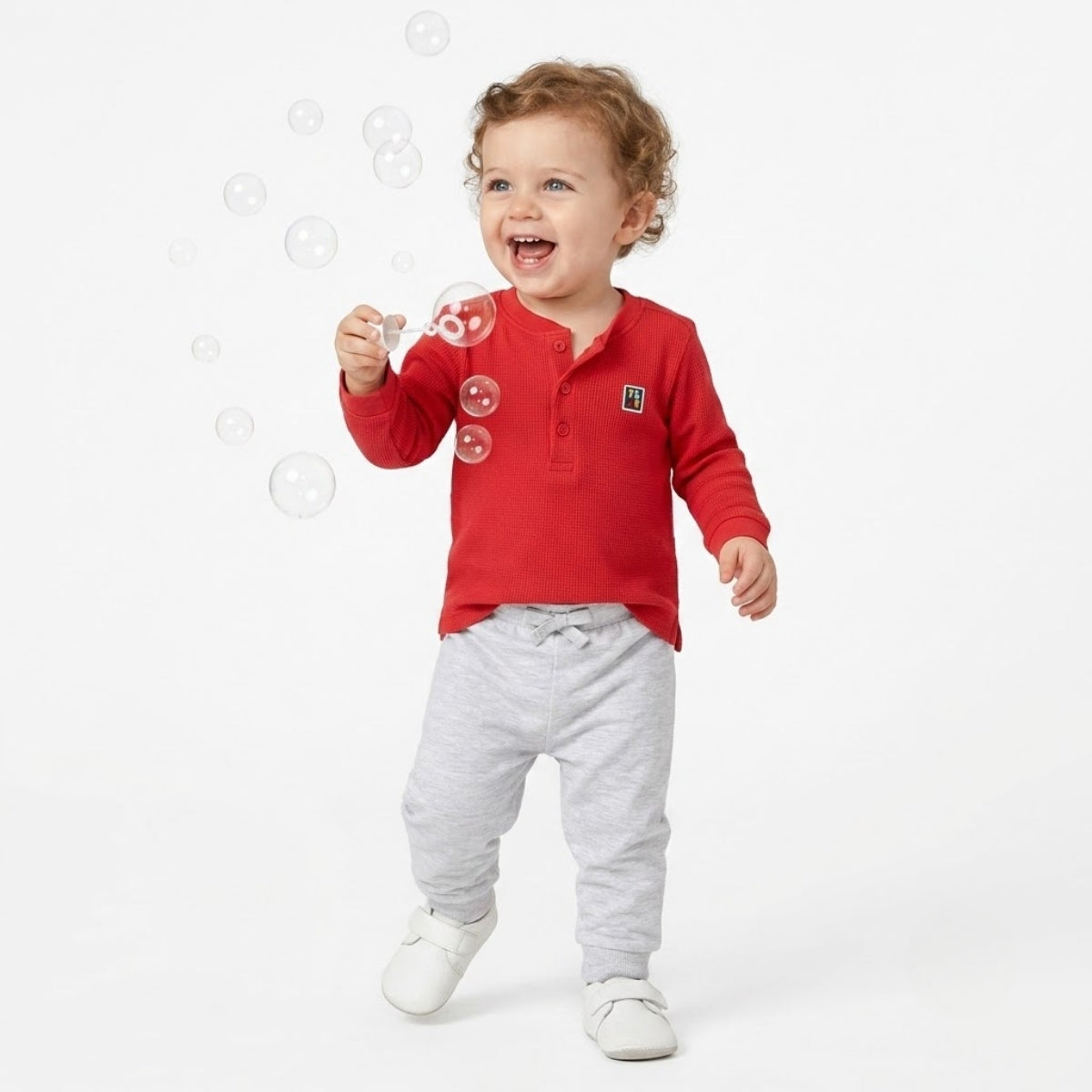 Baby Boys Solid T-Shirt with Badge Detail, Red
