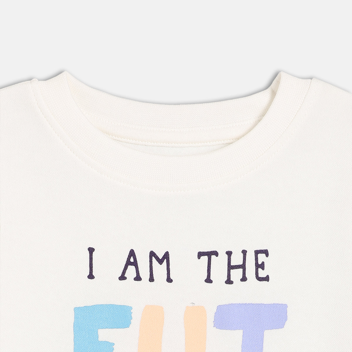 Boys Off-White Round Neck Short Sleeve T-Shirt