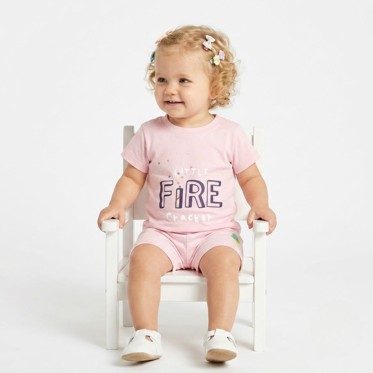 Baby Girls Cotton Typography Printed T-Shirt, Pink