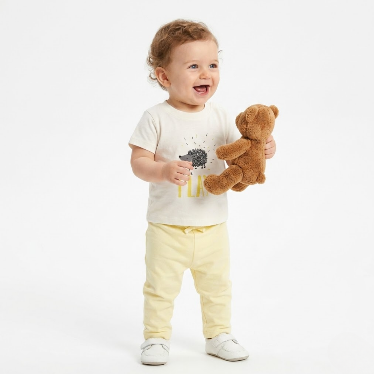 Baby Boys Cotton Animal printed T-Shirt, Cream