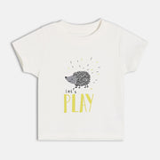Boys Beige Round Neck Short Sleeve T-Shirt
