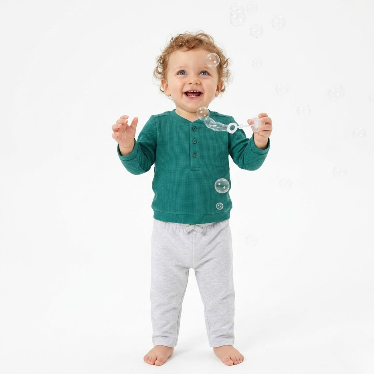 Baby Boys Solid Textured T-Shirt, Green