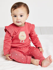 Minicuddles Girl Baby Top And Bottom - Red