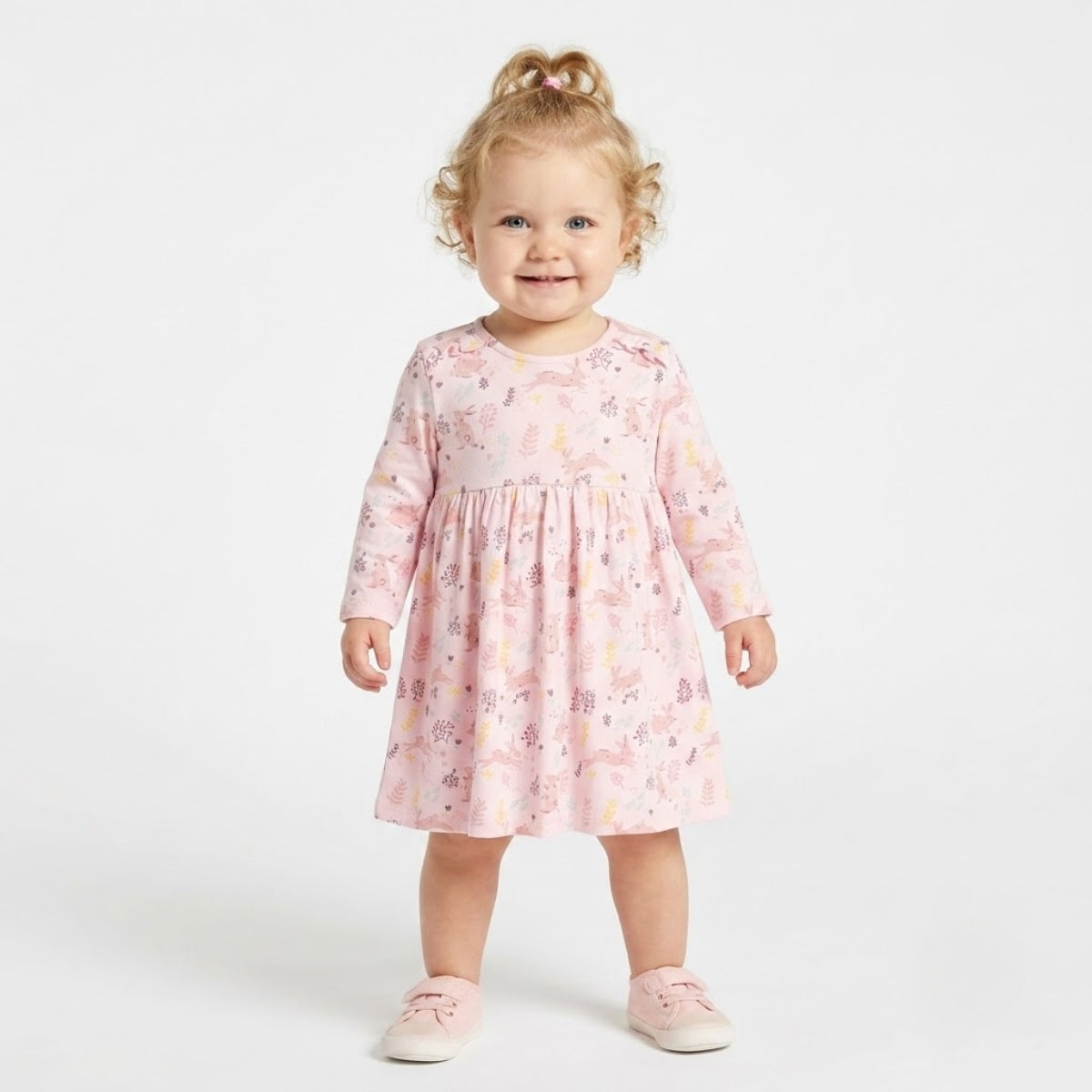 Baby girls Cotton Animal printed Dress, Pink