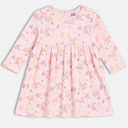 Girls 2 Piece Round Neck Long Sleeve Dress And Stocking - Multi