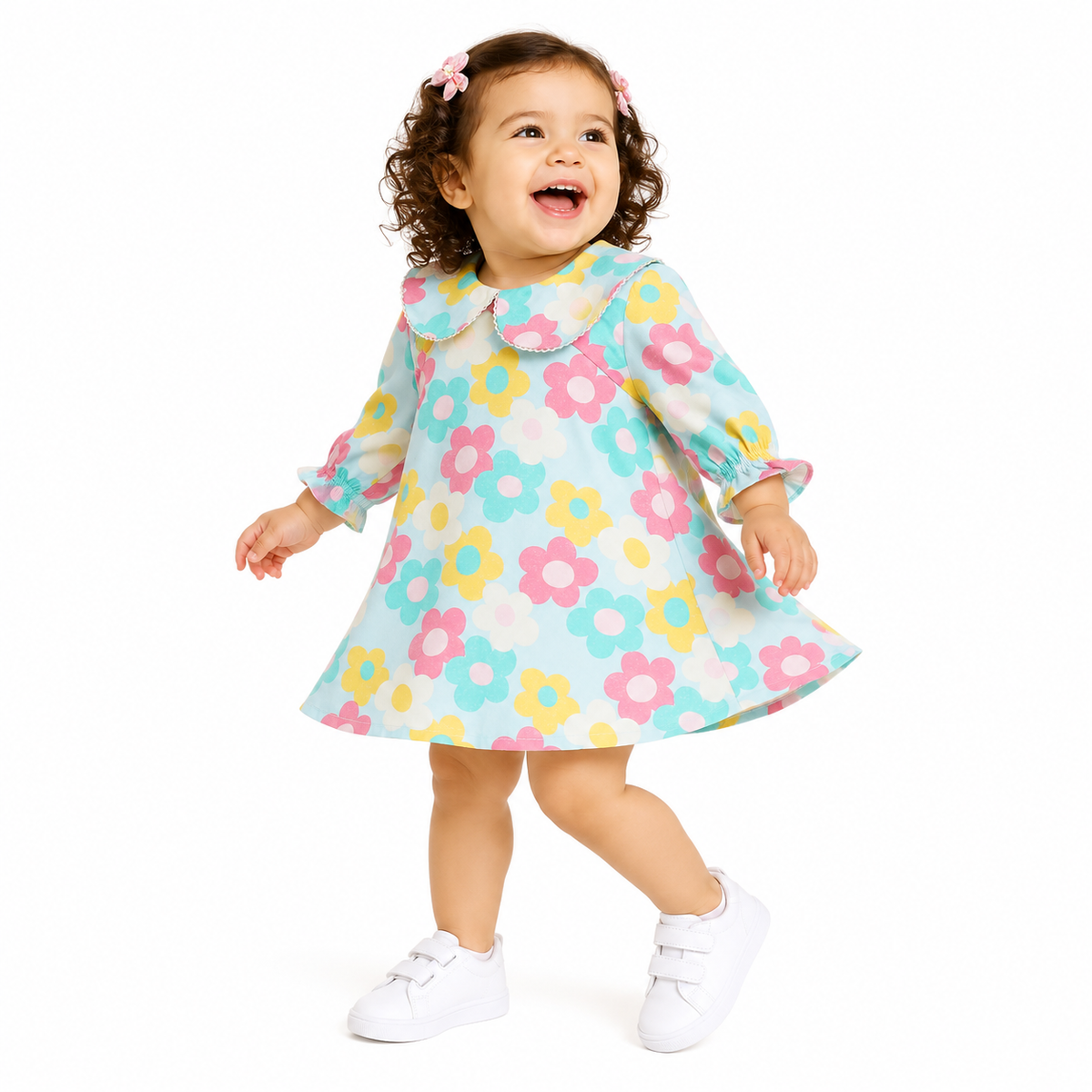 Baby Girls Blue Cotton Dress Casual Wear